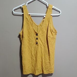 Cleo Yellow Button-Front Women's Tank Top Size Small